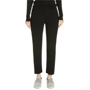 NWT Vince Crepe Satin Stripe Pull On Pants Womens Medium Black Elastic Waist NEW